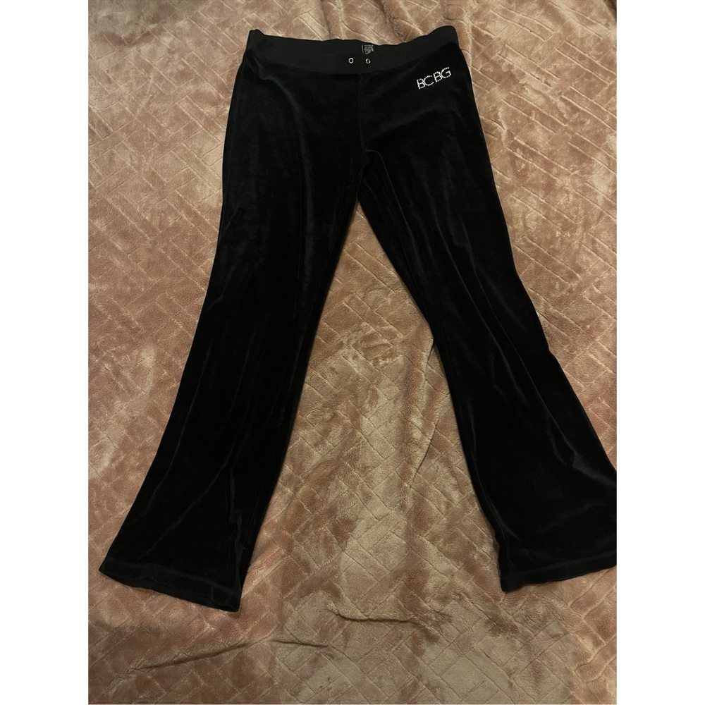 BCBG Black Velvet Trousers with Logo